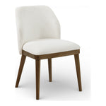 Valeo Linen Textured Fabric Upholstered Dining Chair in Cream