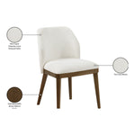 Valeo Linen Textured Fabric Upholstered Dining Chair in Cream