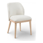 Valeo Linen Textured Fabric Upholstered Dining Chair in Cream