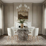 Valeo Linen Textured Fabric Upholstered Dining Chair in Cream