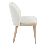 Valeo Linen Textured Fabric Upholstered Dining Chair in Cream