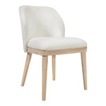 Valeo Linen Textured Fabric Upholstered Dining Chair in Cream