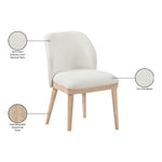 Valeo Linen Textured Fabric Upholstered Dining Chair in Cream