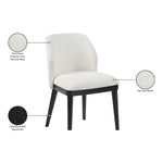 Valeo Linen Textured Fabric Upholstered Dining Chair in Cream