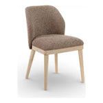 Valeo Linen Textured Fabric Upholstered Dining Chair in Brown