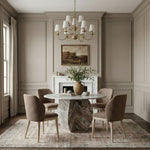 Valeo Linen Textured Fabric Upholstered Dining Chair in Brown