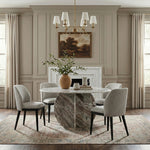 Valeo Linen Textured Fabric Upholstered Dining Chair in Grey