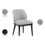 Valeo Linen Textured Fabric Upholstered Dining Chair in Grey
