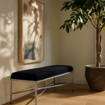 Valley Chenille Fabric Upholstered Bench in Black