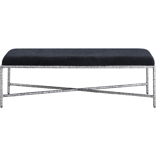 Valley Chenille Fabric Upholstered Bench in Black