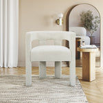 Athena Boucle Fabric Upholstered Accent / Dining Chair in Cream