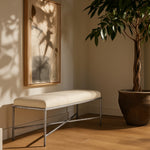 Valley Chenille Fabric Upholstered Bench in Cream