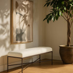 Valley Chenille Fabric Upholstered Bench in Cream
