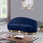 Shelly Velvet Upholstered Chaise Lounge in Navy