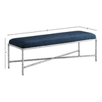 Valley Chenille Fabric Upholstered Bench in Navy