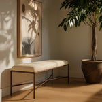 Valley Chenille Fabric Upholstered Bench in Beige