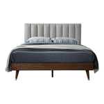 Vance Linen Textured Fabric Upholstered King Bed (3 Boxes) in Beige
