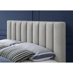 Vance Linen Textured Fabric Upholstered King Bed (3 Boxes) in Beige