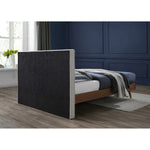 Vance Linen Textured Fabric Upholstered King Bed (3 Boxes) in Beige