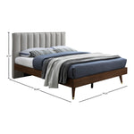 Vance Linen Textured Fabric Upholstered King Bed (3 Boxes) in Beige