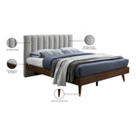 Vance Linen Textured Fabric Upholstered King Bed (3 Boxes) in Beige