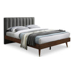 Vance Linen Textured Fabric Upholstered King Bed (3 Boxes) in Grey