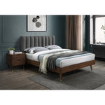 Vance Linen Textured Fabric Upholstered King Bed (3 Boxes) in Grey