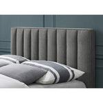 Vance Linen Textured Fabric Upholstered King Bed (3 Boxes) in Grey