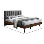 Vance Linen Textured Fabric Upholstered King Bed (3 Boxes) in Grey