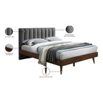 Vance Linen Textured Fabric Upholstered King Bed (3 Boxes) in Grey