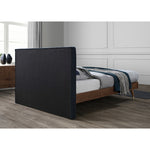 Vance Linen Textured Fabric Upholstered King Bed (3 Boxes) in Navy