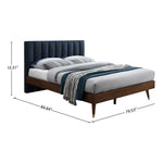Vance Linen Textured Fabric Upholstered King Bed (3 Boxes) in Navy