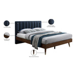 Vance Linen Textured Fabric Upholstered King Bed (3 Boxes) in Navy