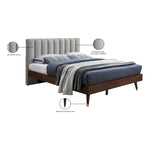 Vance Linen Textured Fabric Upholstered Queen Bed (3 Boxes) in Beige