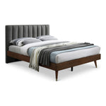 Vance Linen Textured Fabric Upholstered Queen Bed (3 Boxes) in Grey