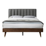 Vance Linen Textured Fabric Upholstered Queen Bed (3 Boxes) in Grey