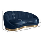 Shelly Velvet Upholstered Chaise Lounge in Navy