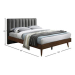 Vance Linen Textured Fabric Upholstered Queen Bed (3 Boxes) in Grey