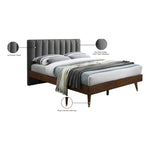 Vance Linen Textured Fabric Upholstered Queen Bed (3 Boxes) in Grey