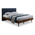 Vance Linen Textured Fabric Upholstered Queen Bed (3 Boxes) in Navy