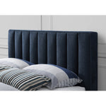 Vance Linen Textured Fabric Upholstered Queen Bed (3 Boxes) in Navy