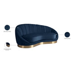 Shelly Velvet Upholstered Chaise Lounge in Navy