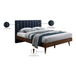 Vance Linen Textured Fabric Upholstered Queen Bed (3 Boxes) in Navy
