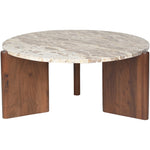 Varenna Marble Top And Acacia Wood Base Coffee Table in Beige