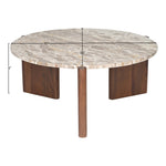 Varenna Marble Top And Acacia Wood Base Coffee Table in Beige