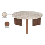 Varenna Marble Top And Acacia Wood Base Coffee Table in Beige