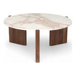 Varenna Marble Top And Acacia Wood Base Coffee Table in Cream