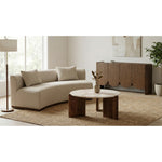 Varenna Marble Top And Acacia Wood Base Coffee Table in Cream