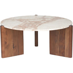 Varenna Marble Top And Acacia Wood Base Coffee Table in Cream