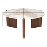 Varenna Marble Top And Acacia Wood Base Coffee Table in Cream